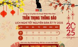 Thông báo nghỉ tết nguyên đáng Ất Tỵ 2025