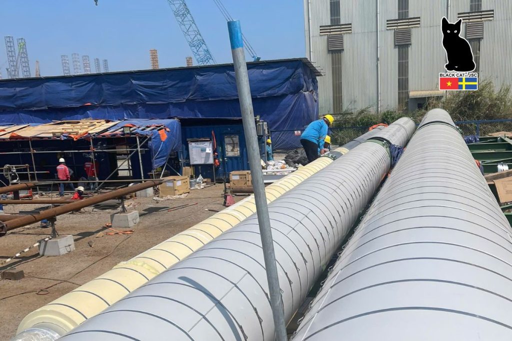 Images of the first meters of insulation installed by Black Cat JSC at the LSPE project site.