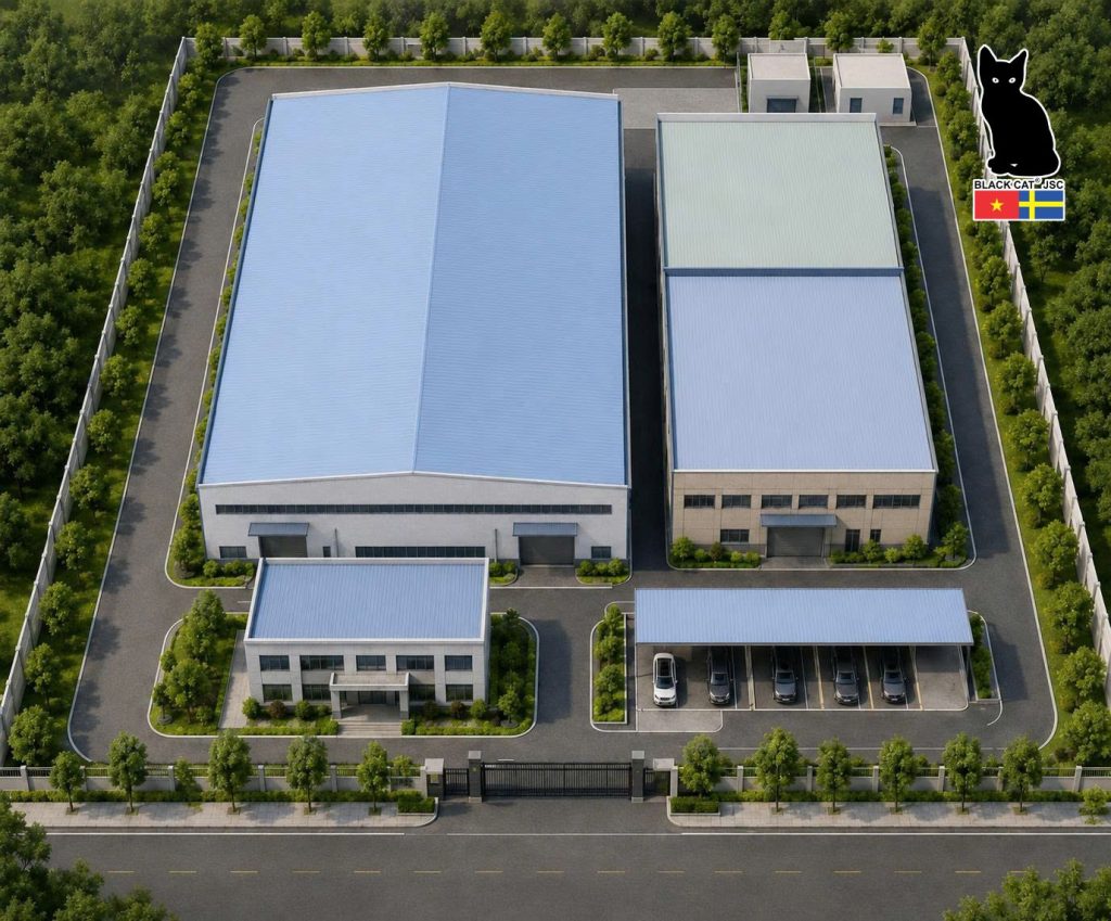 Overall perspective rendering of the planned production facility